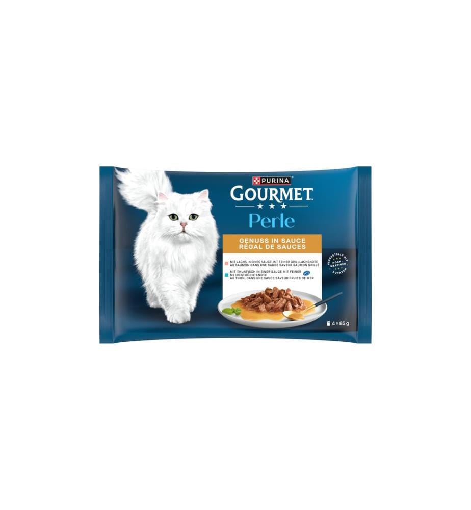 Purina Gourmet Cibo umido Perle delizie in salsa Salmone Tonno 4 x 85 g