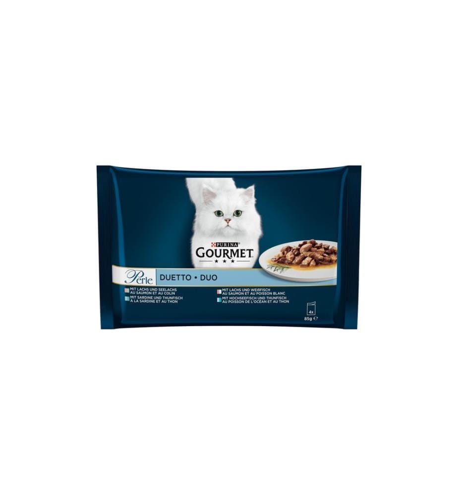Purina Gourmet Nassfutter Gourmet Perle Lachs & Seelachs, 4 x 85 g