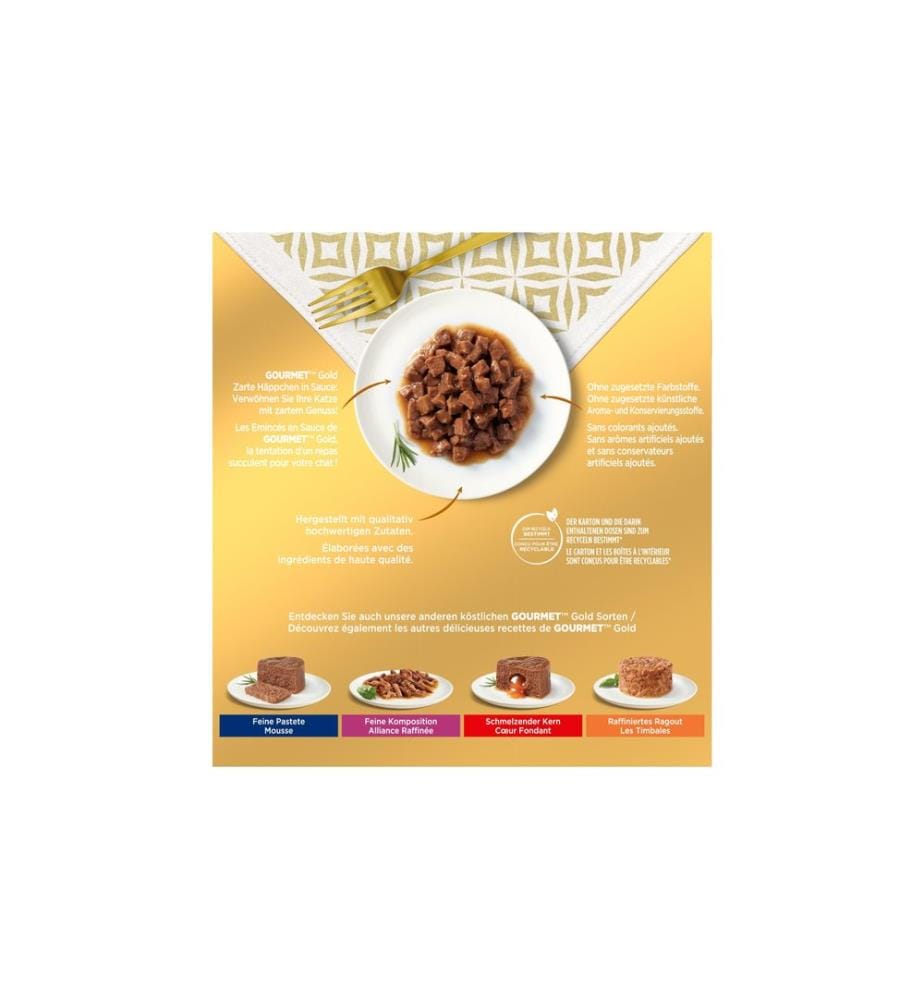 Nourriture humide Purina Gourmet Gold Bouchées en sauce, 8 x 85 g