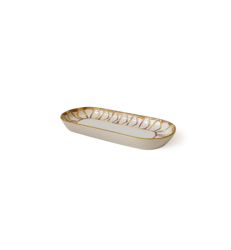Set of 2 dishes - White, brown, and yellow