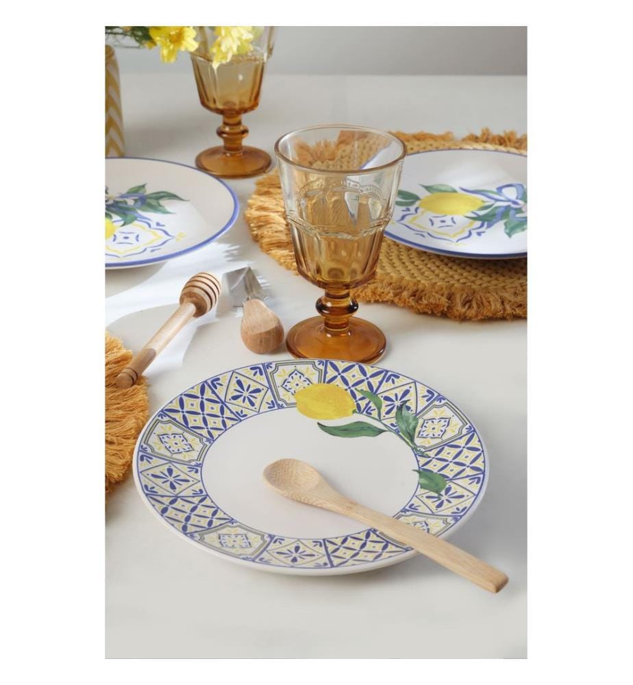 Set of 4 cake serving pieces - White, navy blue, and yellow