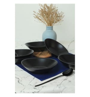 Set of 6 Ceramic Bowls - Matte Black
