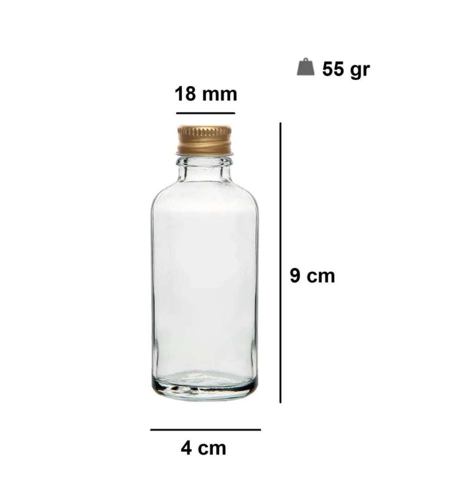 Set of 6 glass bottles - Clear and gold