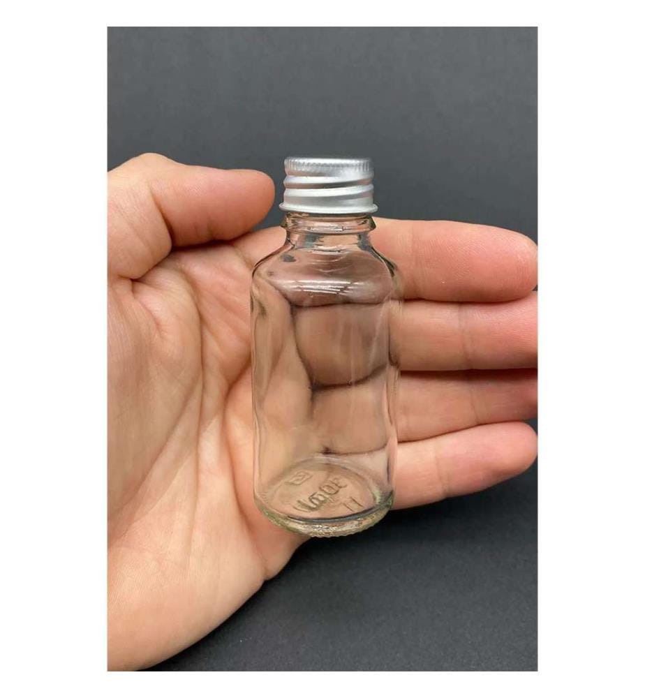 Set of 12 glass bottles - Clear and silver