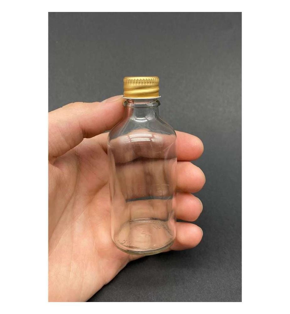 Set of 12 glass bottles - Clear and gold