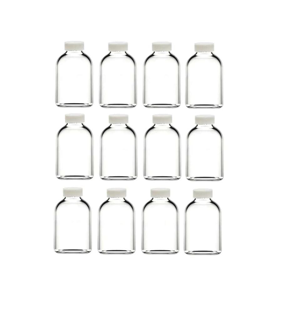 Set of 12 glass bottles - Clear and white