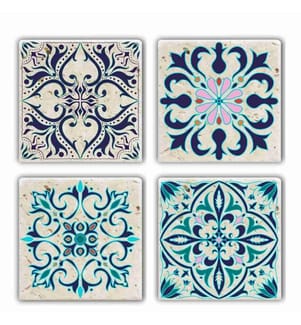 Set of 4 Glass Coasters - Multicolored