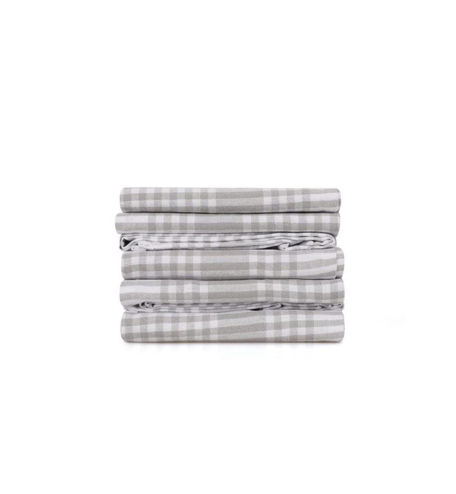 Set of 10 face towels - Gray and white