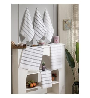 Set of 6 kitchen towels - White, gray, and black