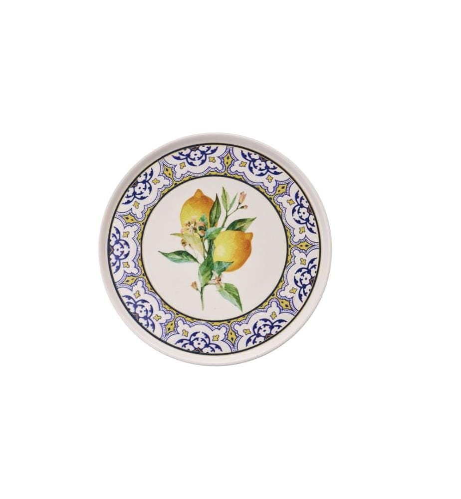 Set of 6 serving plates - Yellow, blue, white, and green