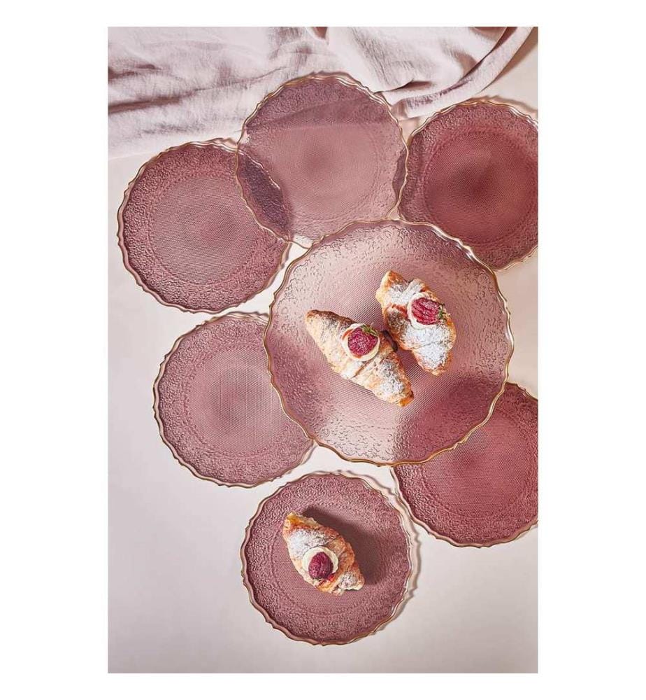 Set of 7 dessert plates - Plum