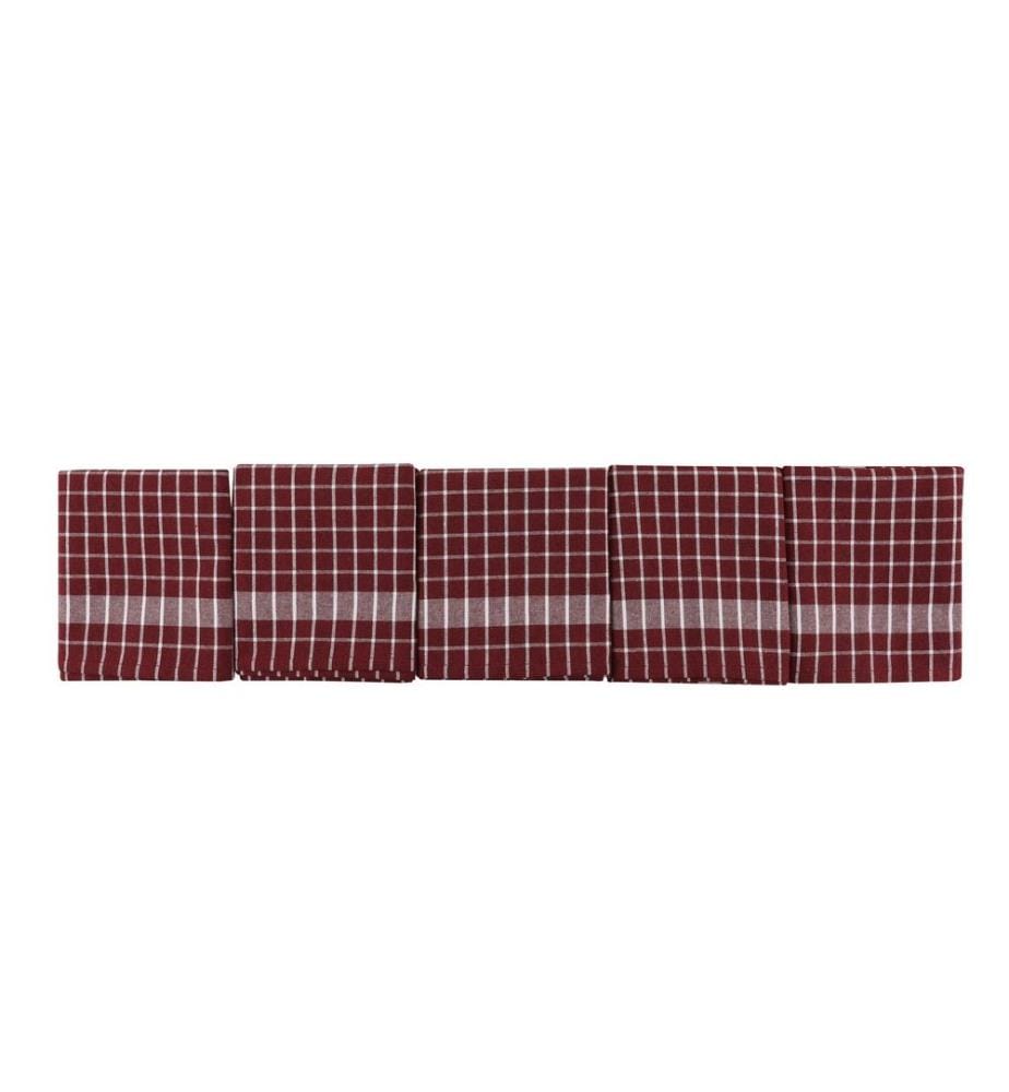 Set of 10 bath towels - Burgundy red and white