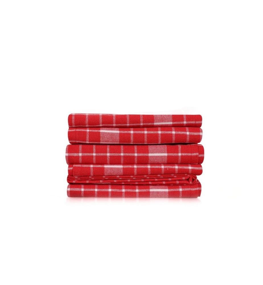 Set of 10 bath towels - Red and white