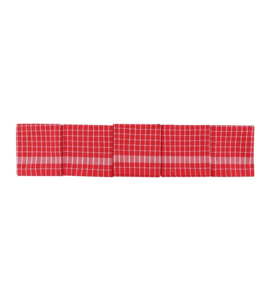 Set of 10 bath towels - Red and white