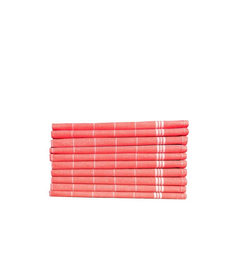 Set of 10 kitchen towels - Red and white