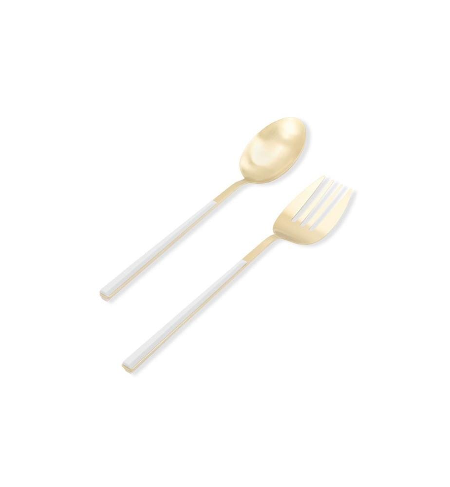 Set of 2 tableware pieces - Gold and white