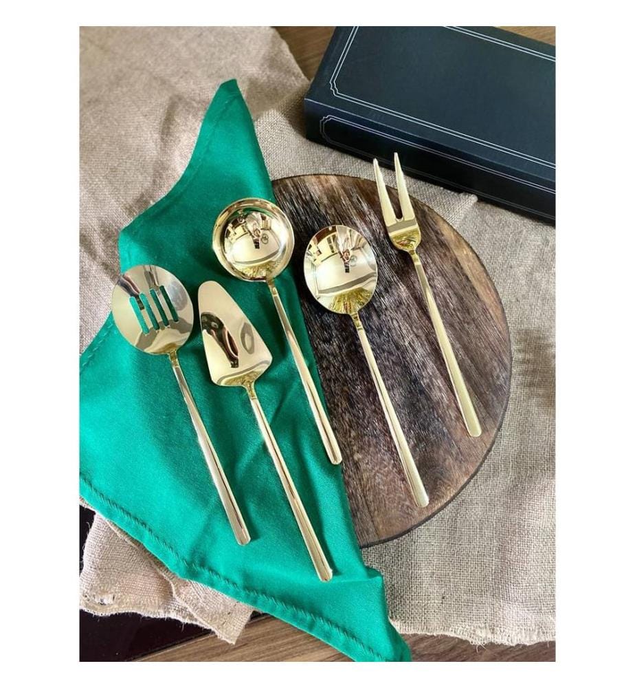 Set of 5 serving pieces - Gold-plated