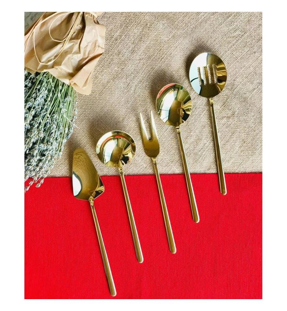 Set of 5 serving pieces - Gold-plated