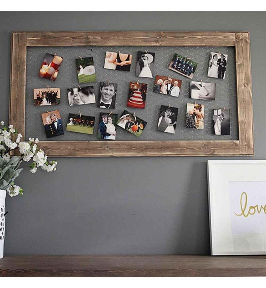 Porte-photos mural en bois - Marron