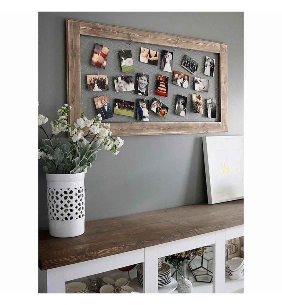 Porte-photos mural en bois - Marron