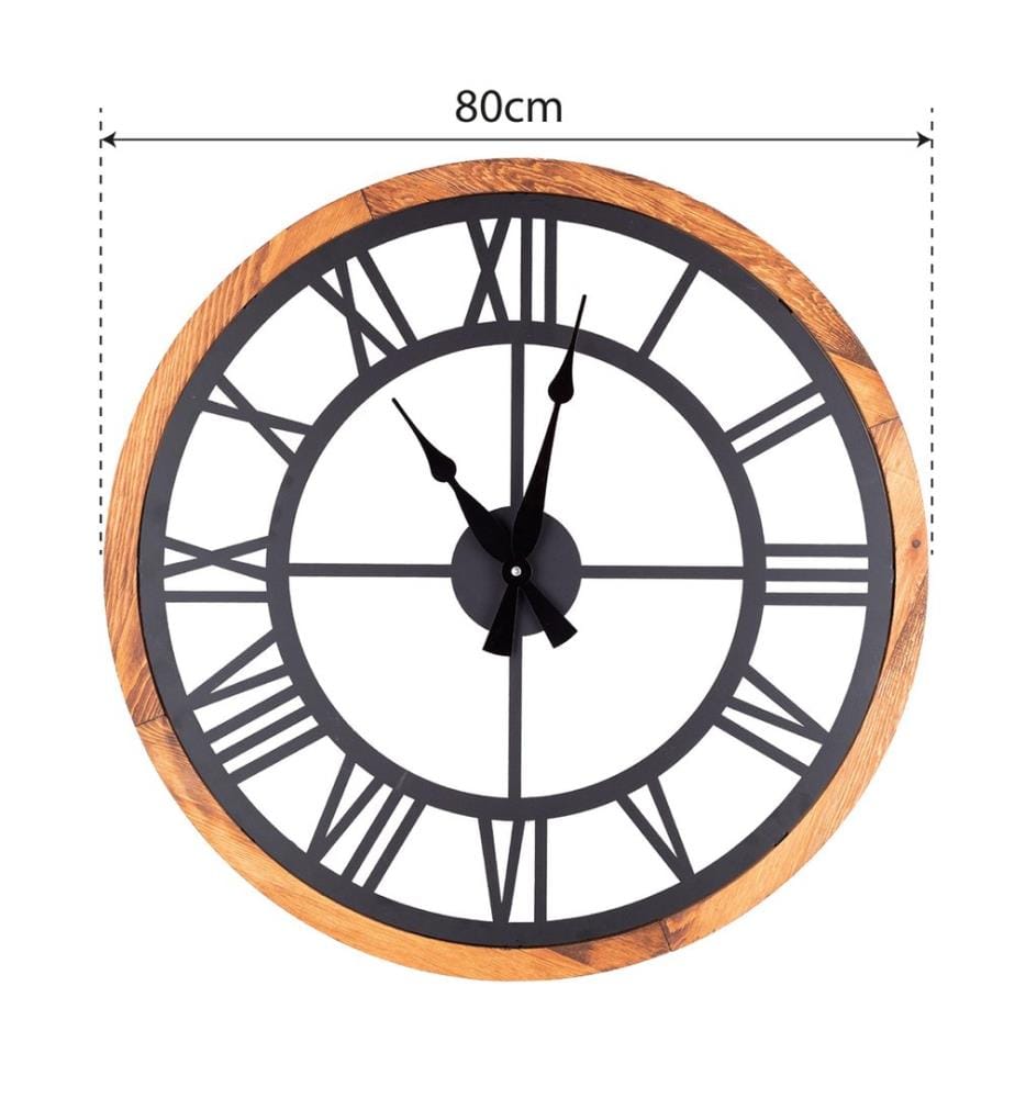 Horloge murale en métal - Noir/Chêne