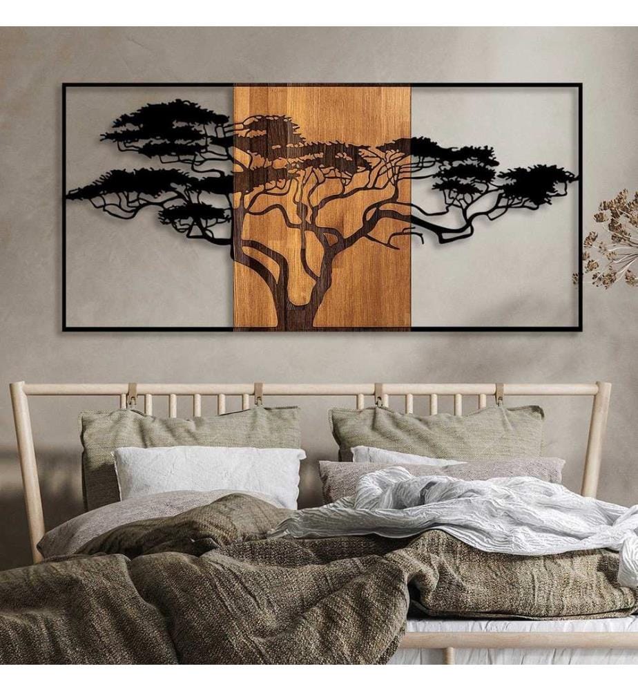 Décoration murale en bois - Noir/Noyer
