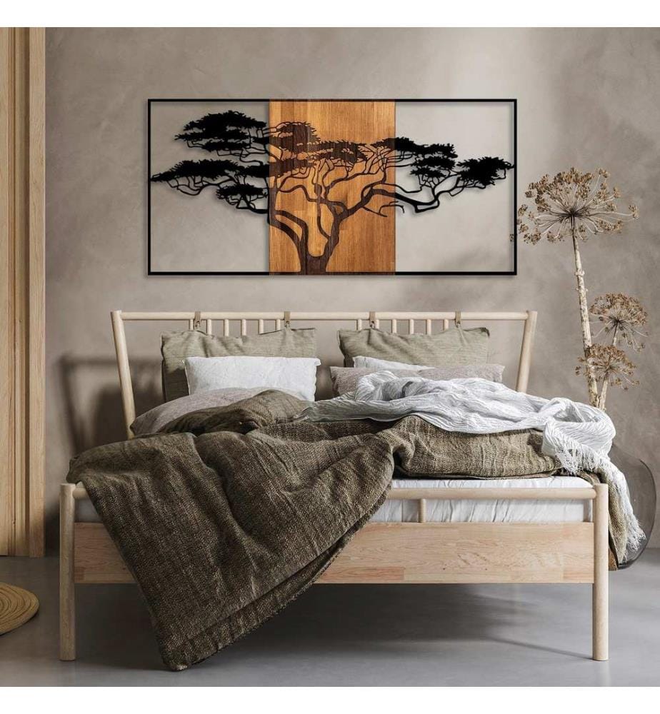 Décoration murale en bois - Noir/Noyer