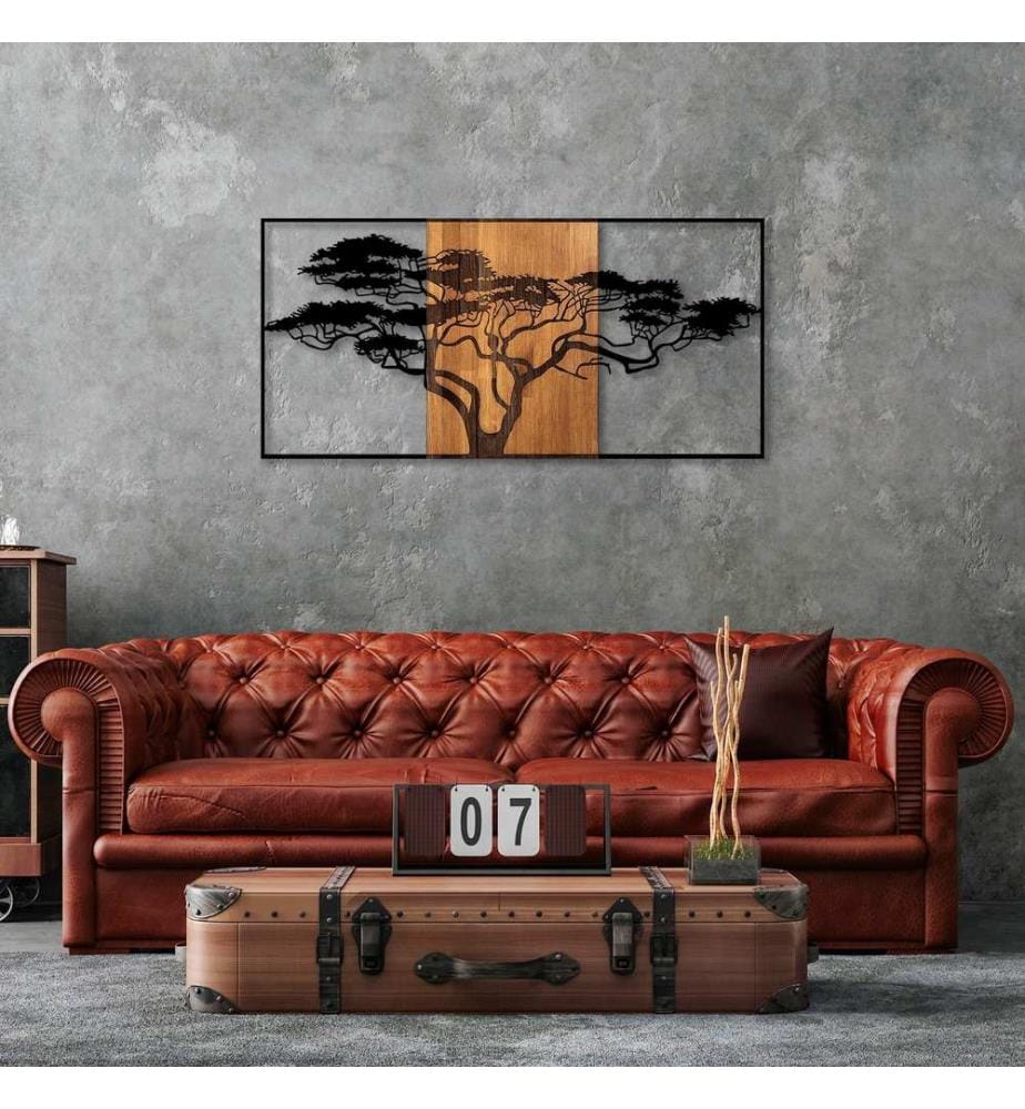 Décoration murale en bois - Noir/Noyer