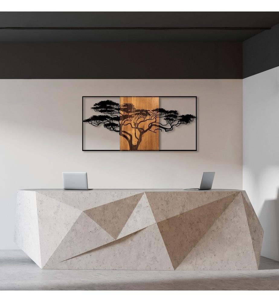 Décoration murale en bois - Noir/Noyer