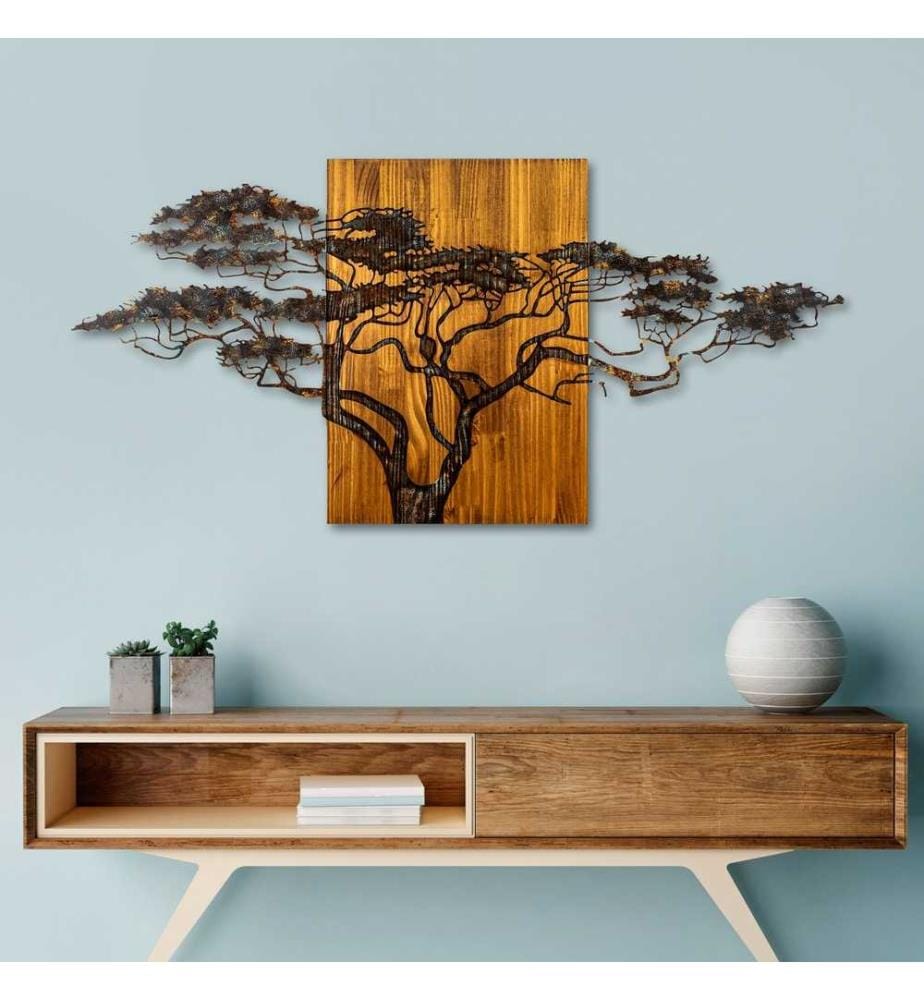 Wanddekoration aus Holz – mehrfarbig