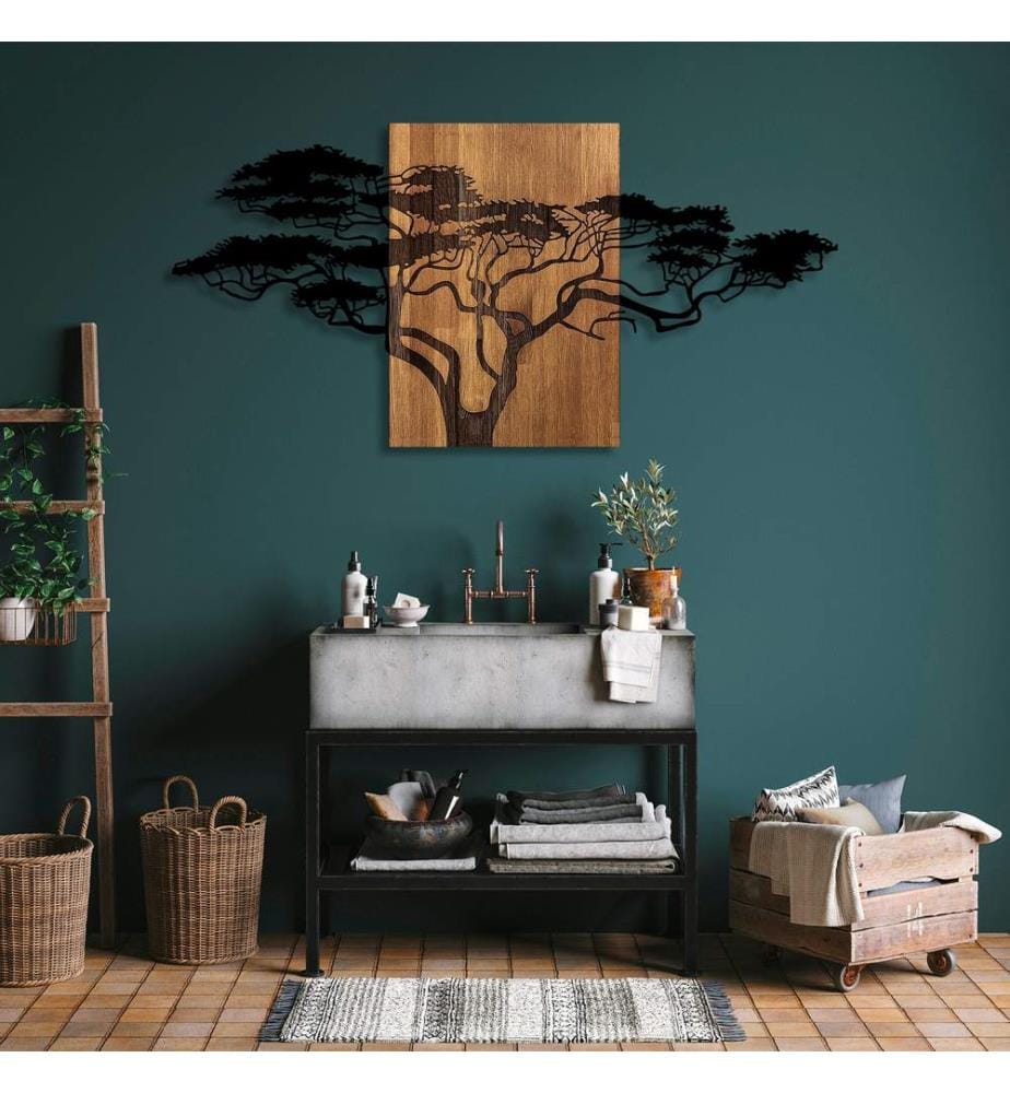 Décoration murale en bois - Noyer/Noir