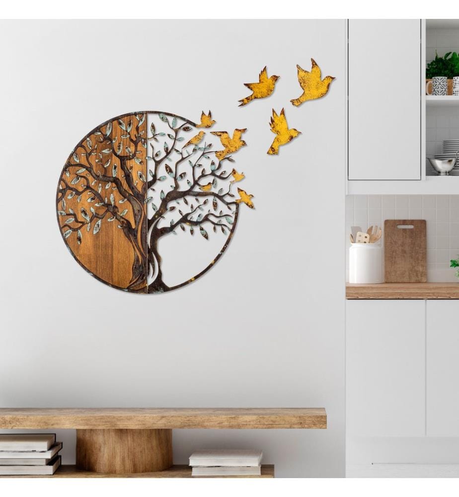 Wanddekoration aus Holz – mehrfarbig
