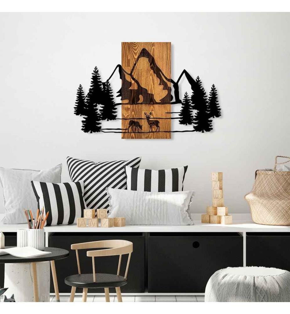 Décoration murale en bois - Noyer/Noir
