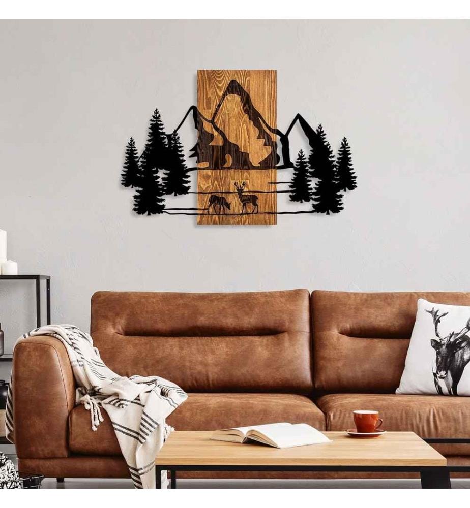 Décoration murale en bois - Noyer/Noir