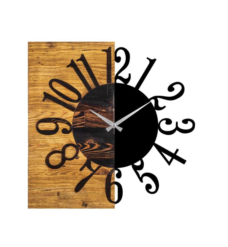 Horloge murale en bois - Noyer/Noir