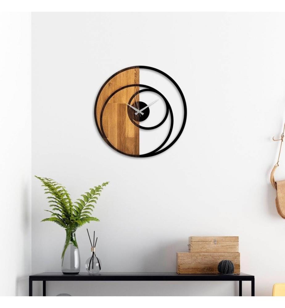 Wooden Wall Clock - Walnut/Black