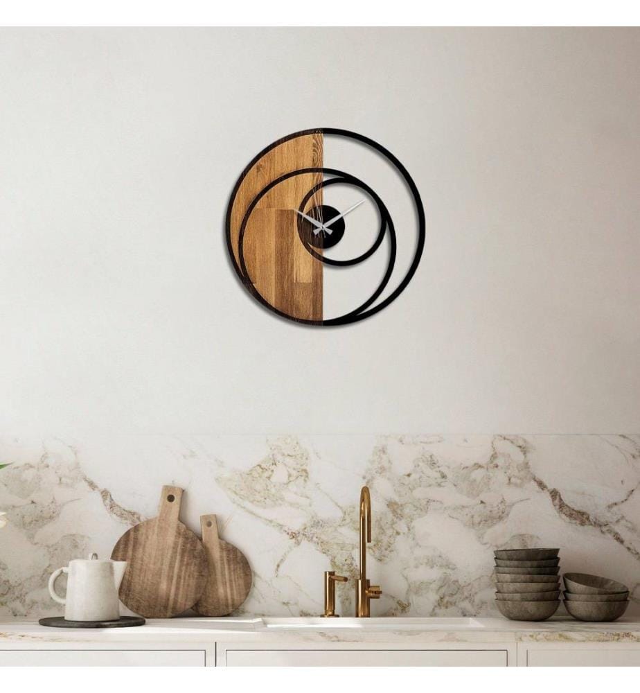 Wooden Wall Clock - Walnut/Black