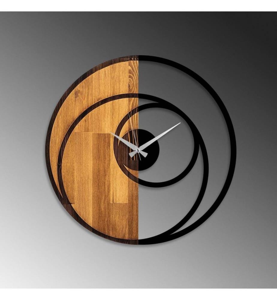 Wooden Wall Clock - Walnut/Black
