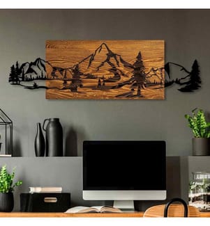 Décoration murale en bois - Noyer/Noir
