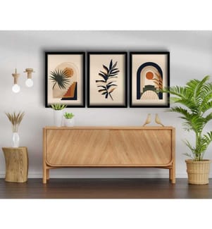 Lot de 3 tableaux encadrés - Multicolore