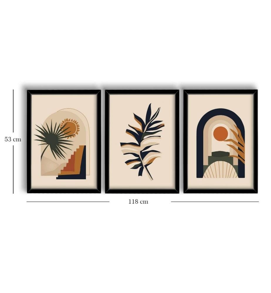 Lot de 3 tableaux encadrés - Multicolore