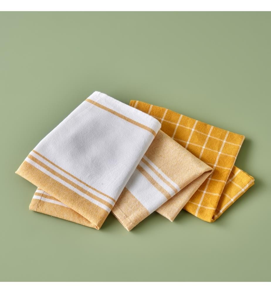 Juno Geschirrtuchset 3-teilig 45x65 cm - Senf