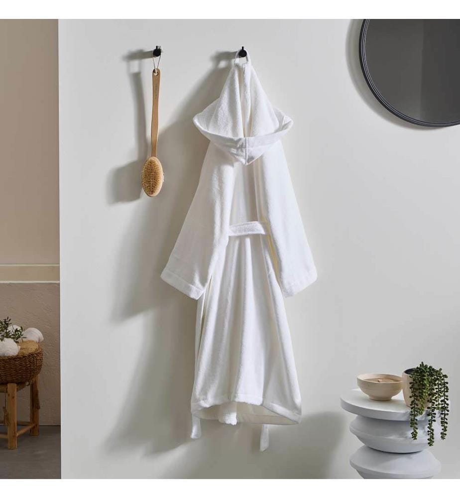 Peignoir à Capuche 100% coton & velour 430g/m2 - Blanc