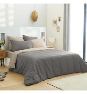 6-teilige Garnitur 220 x 240 cm - Taupe und Leinen