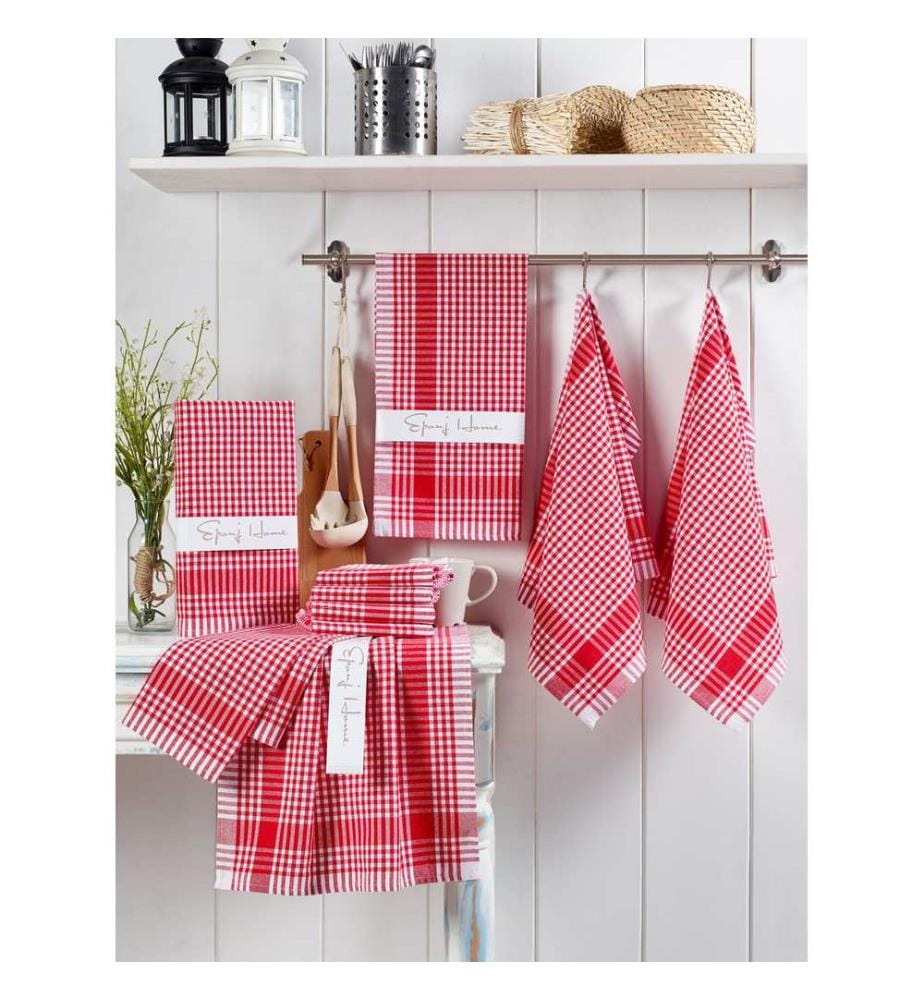 Serviettes coton – Rouge & Blanc