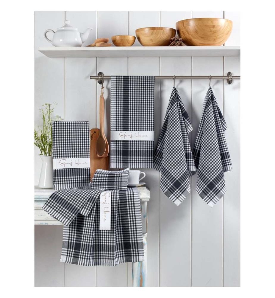 Serviettes coton – Noir/Blanc