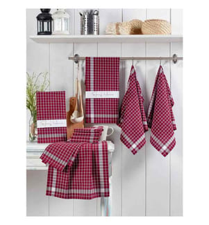 Handtuchset (10-teilig) – Bordeauxrot-Weiss