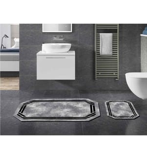 Ensemble de tapis de bain 2 pièces - Gris et noir