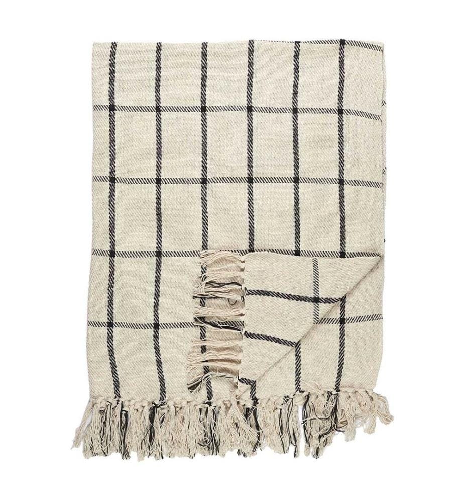 Plaid/Jete Baumwolle Bedruckt Beige Schwarz 125x150cm