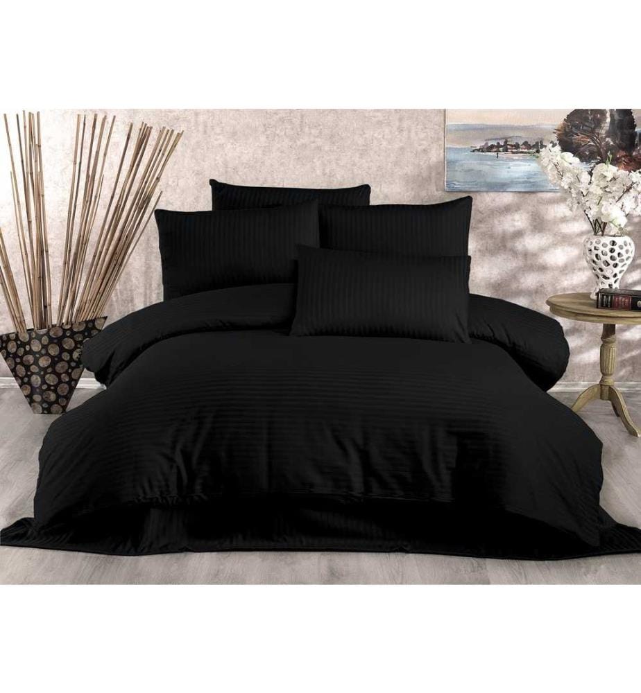 King-Size-Bettwäschegarnitur aus Satin – Schwarz